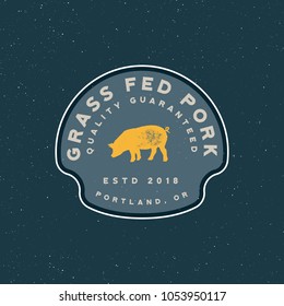 premium fresh pork label. retro styled meat shop emblem, badge, design elements, logotype template. vector illustration