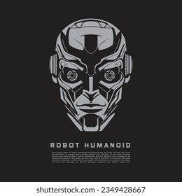 Premium front face robot humanoid, for mascot or T-shirt, vector design