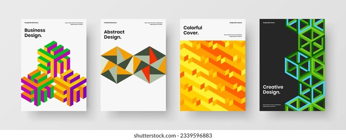Colección de ilustraciones vectoriales de diseño de primera página A4. El mosaico minimalista da forma a la composición del concepto de identidad corporativa.