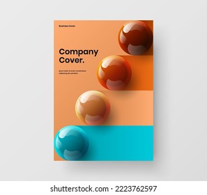 Premium front page vector design layout. Geometric 3D spheres catalog cover template.