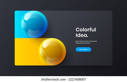 Premium front page vector design concept. Modern 3D balls company identity illustration.