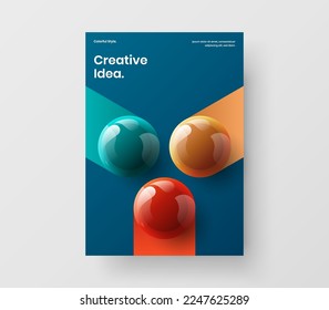 Premium front page vector design layout. Isolated realistic balls presentation template.