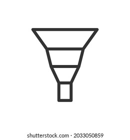 Premium funnel line icon for app, web and UI. Vector stroke sign isolated on a white background. Outline icon of funnel in trendy style.