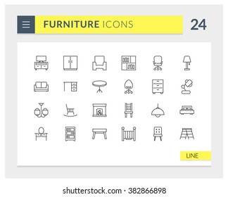 Premium Furniture Line Vector icon set