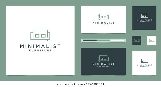 Premium furniture logo design. Luxurious interior design line sofa chairs.