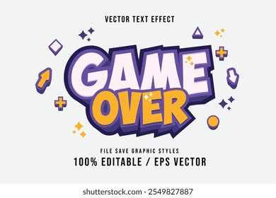 Premium game over text effects can be edited again, suitable poster, template white background.