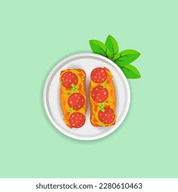 Premium Garlic Bread Pizza Illustrations, Vegetable For Bar Lunch, Art Isolated Drawing Fruit Wine Brunch Elements Vector Collections Design.