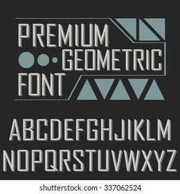Premium geometric font with geometric elements, dusty background, retro style, vintage style