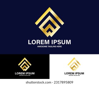 Logotipo de oro geométrico premium. Vector eps10