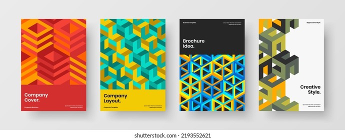 Premium geometric hexagons banner template bundle. Modern book cover design vector illustration composition.