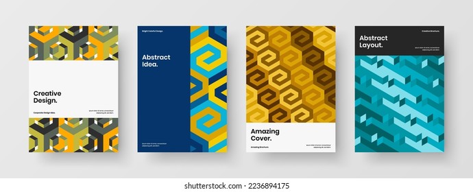 Premium-Vorlage für geometrische Hexagons. Erstaunliches Poster A4 Design Vektorgrafik-Bundle.