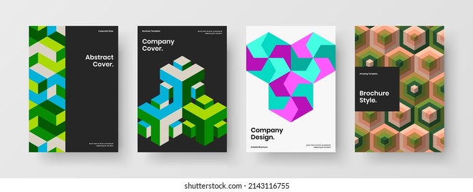 Premium geometric pattern banner concept composition. Abstract company identity A4 design vector illustration bundle.