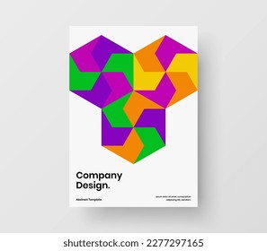 Premium geometric pattern postcard template. Bright company identity vector design layout.