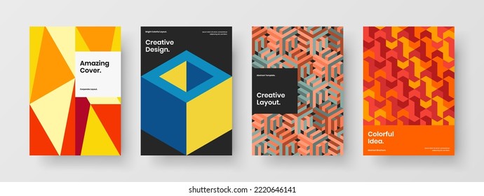 Premium geometrische Musterplakatkollektion. Vivid Broschüre A4 Design Vektorgrafik Template Zusammensetzung.