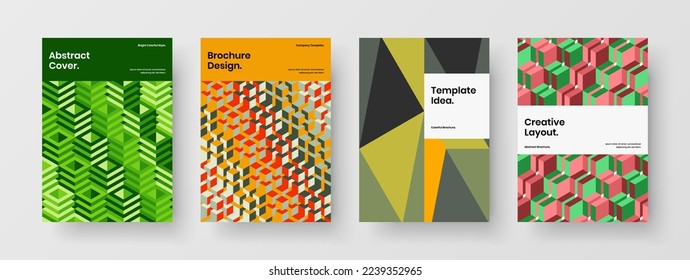 Premium geometric shapes handbill illustration collection. Minimalistic brochure design vector layout composition.