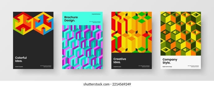 Premium geometric shapes handbill template composition. Creative brochure vector design concept bundle.