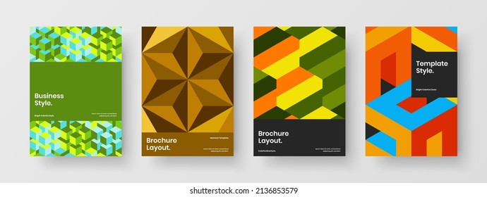 Conjunto de plantillas de folletos de formas geométricas premium. Conjunto de diseño vectorial de diseño de portada del diario Vivid.