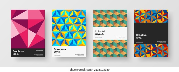 Paquete de diseño de póster de azulejos geométricos premium. Colección de ilustraciones de diseño de vectores de la lista de mano.