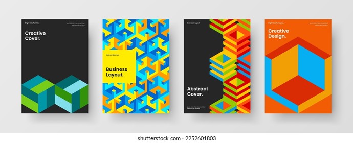 Conjunto de plantillas de póster de baldosas geométricas premium. Colección de diseño de vectores de presentación de diseño de diseño a la moda.