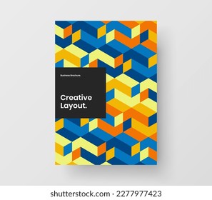Premium geometric tiles presentation illustration. Isolated corporate brochure A4 vector design layout.