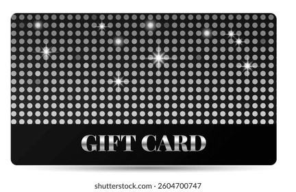 Premium gift card template. Black colors, silver shiny elements. Vector illustration for hotel, airlines, membership, restaurant
