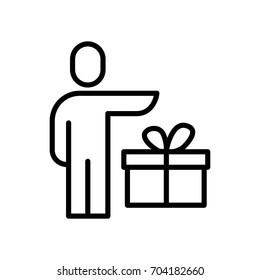 Premium gift icon or logo in line style. High quality sign and symbol on a white background. Vector outline pictogram for infographic, web design and app development.