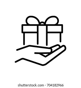 Premium gift icon or logo in line style. High quality sign and symbol on a white background. Vector outline pictogram for infographic, web design and app development.