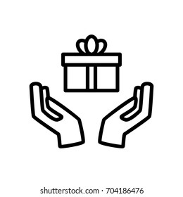 Premium gift icon or logo in line style. High quality sign and symbol on a white background. Vector outline pictogram for infographic, web design and app development.