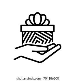Premium gift icon or logo in line style. High quality sign and symbol on a white background. Vector outline pictogram for infographic, web design and app development.