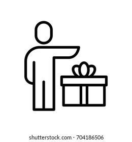 Premium gift icon or logo in line style. High quality sign and symbol on a white background. Vector outline pictogram for infographic, web design and app development.