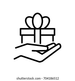Premium gift icon or logo in line style. High quality sign and symbol on a white background. Vector outline pictogram for infographic, web design and app development.