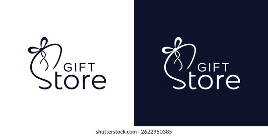 Diseño de logotipo de letras de tienda de regalos de Premium, cinta de regalo, diseño de logotipo de regalo
