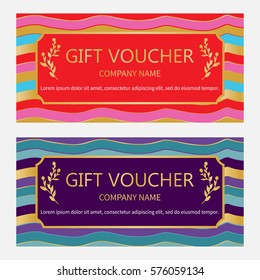 Premium Gift Voucher, gift card. Template for beauty salon, spa, shop, invitation. Vector illustration.