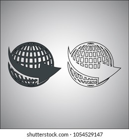 premium globe arrow fill and outline vector icon