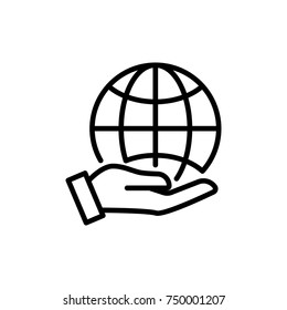 Premium globe icon or logo in line style. High quality sign and symbol on a white background. Vector outline pictogram for infographic, web design and app development.