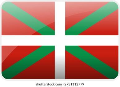 Hochwertige Hochglanzfahne des Baskenlandes (Ikurriña). als Vertreter der Euskadi, des Pais Vasco und des baskischen Volkes. Ideal für Reisen, Kultur, Geschichte und patriotische digitale Vektorprojekte