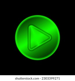 Premium glowing green play button