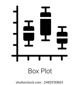 Premium glyph icon of box plot graph 