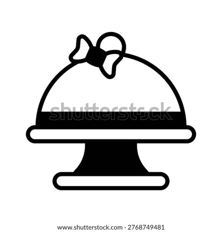A premium glyph icon of cloche serving concept