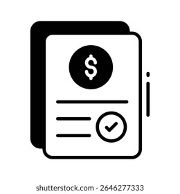 Ícone de glifo premium do demonstrativo financeiro formal