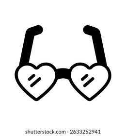 Premium glyph icon of heart glasses for fun