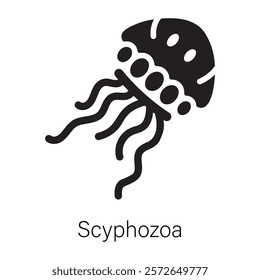 Premium glyph icon of a scyphozoa 