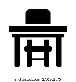 Un icono de glifo premium de mesa de aula compartida