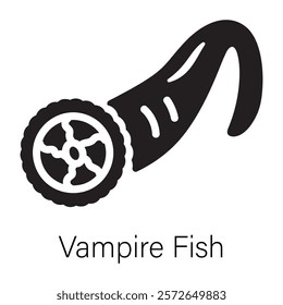 Premium glyph icon of a vampire fish 