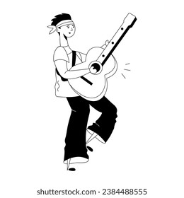 Premium glyph illustration of guitarist