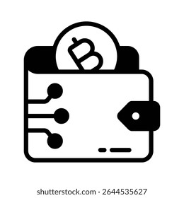 Premium glyph style icon of bitcoin wallet