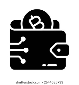 Premium glyph style icon of bitcoin wallet