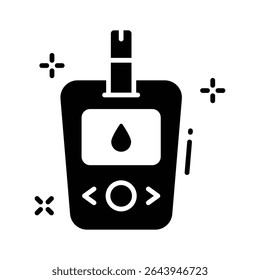 Un icono de estilo de glifo premium para la pantalla de lectura del glucómetro