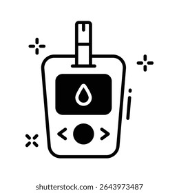 Un icono de estilo de glifo premium para la pantalla de lectura del glucómetro