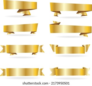 Premium Gold Banner ribbon vector set on isolated white background